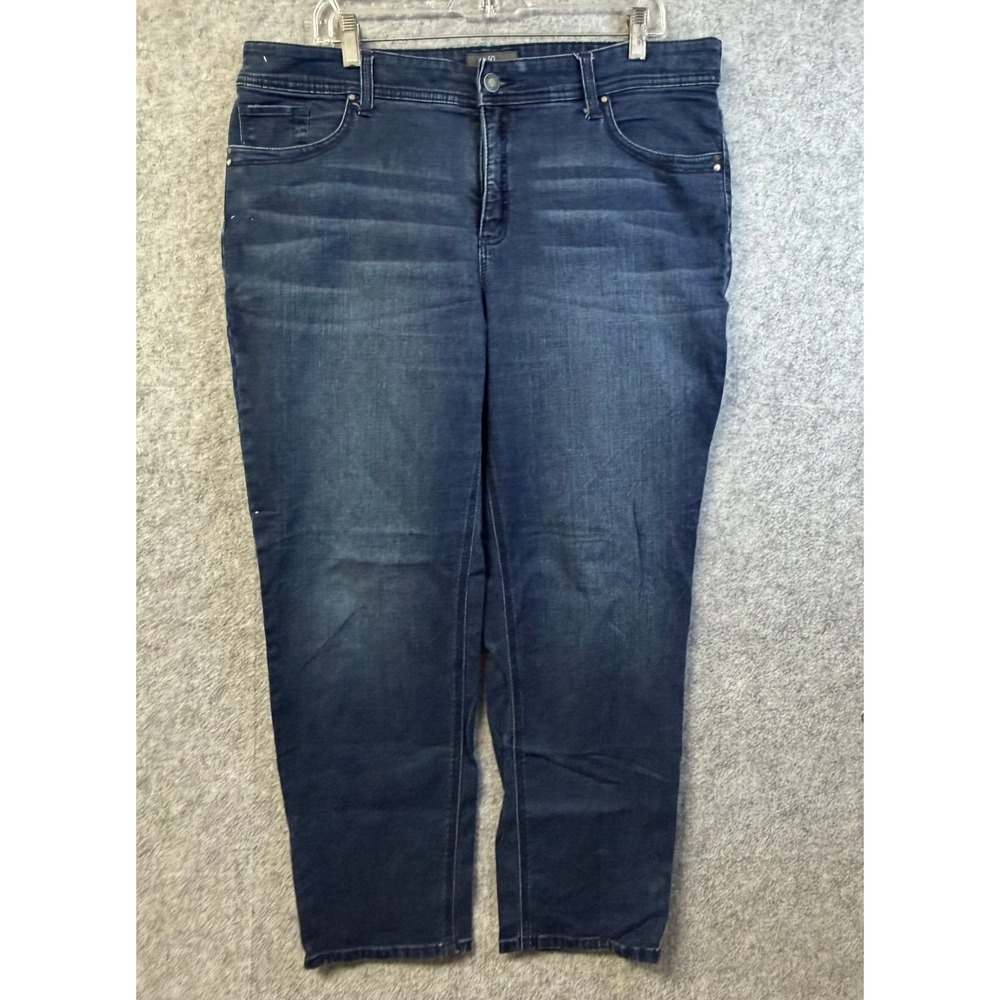 Chico's So Slimming Dark Wash Ankle Jeans Zipper Hem Size 3 Women Denim Pants